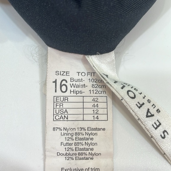 Seafolly One Shoulder One-piece Swimsuit Black Maillot Size 12 EUC - Picture 8 of 15